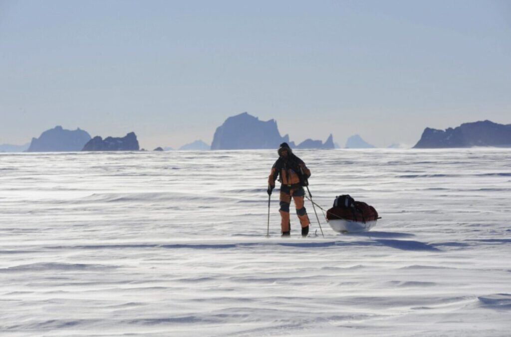Hauling a sled using only human power