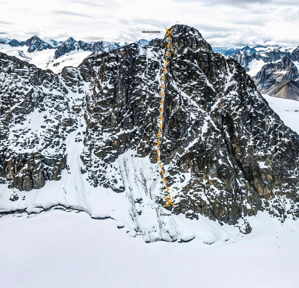 Ein Teilnehmer stürzte an der Mutterberger Seespitze im Stubaital ca. 200 Höhenmeter ab und zog sich dabei tödliche Verletzungen zu. Foto: Alpinpolizei