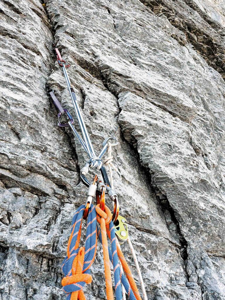 Standplatz beim Trad Klettern