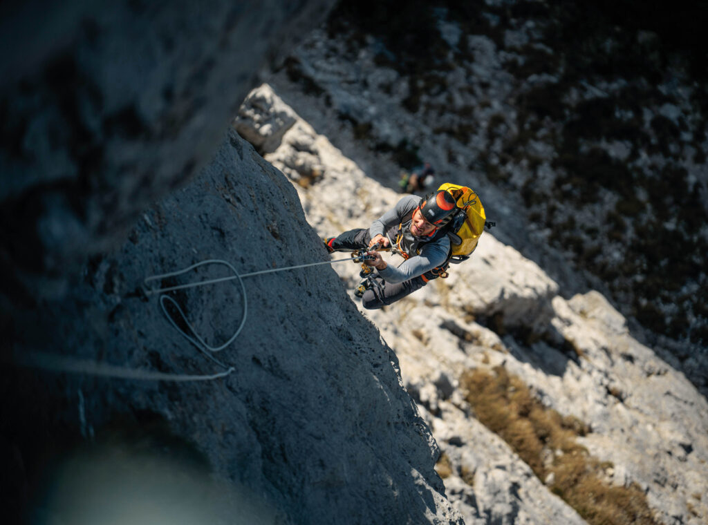 Fixseilaufstieg am Torre Trieste