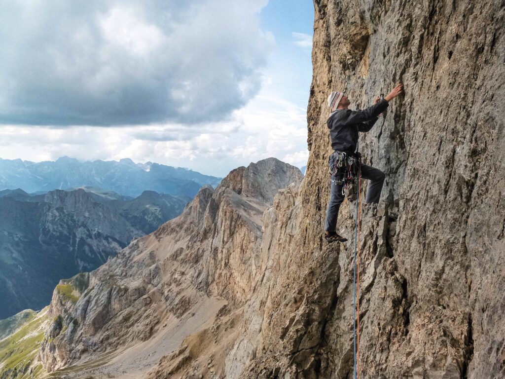 Schlüsselseillänge Marmolada Südwand