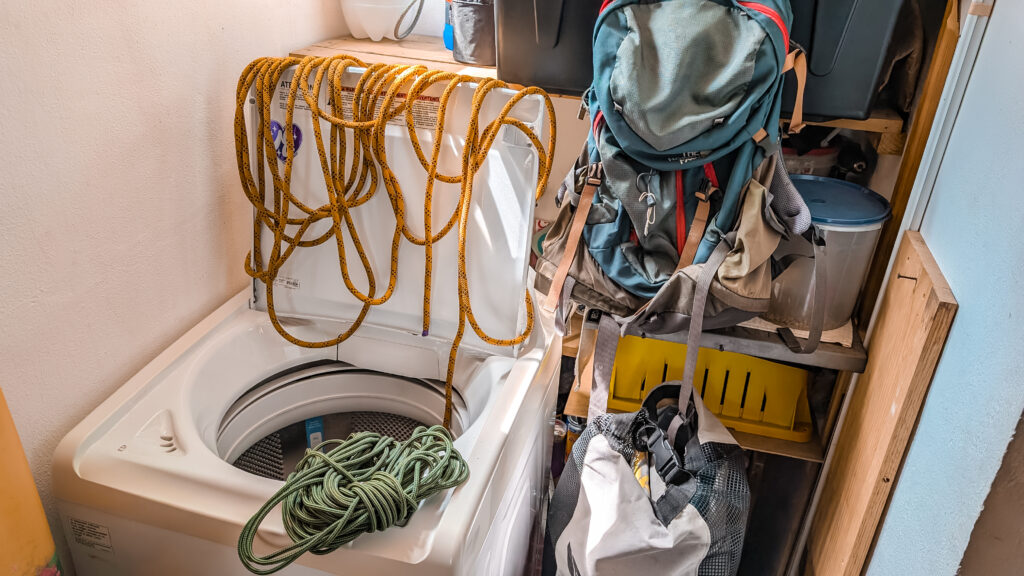 Seil beim Trocknen auf der Waschmaschine