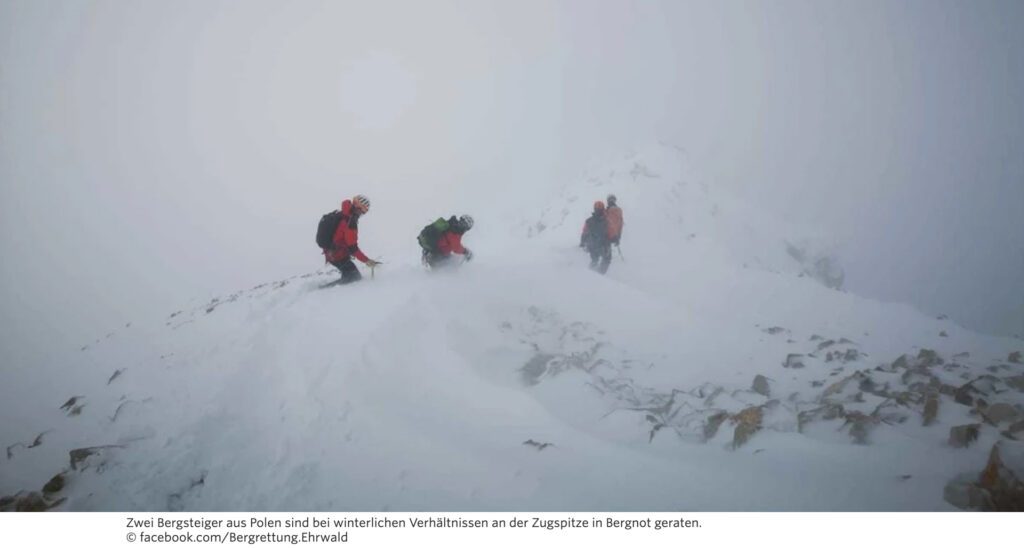 Rettungseinsatz bei winterlichen Verhältnissen auf der Zugspitze