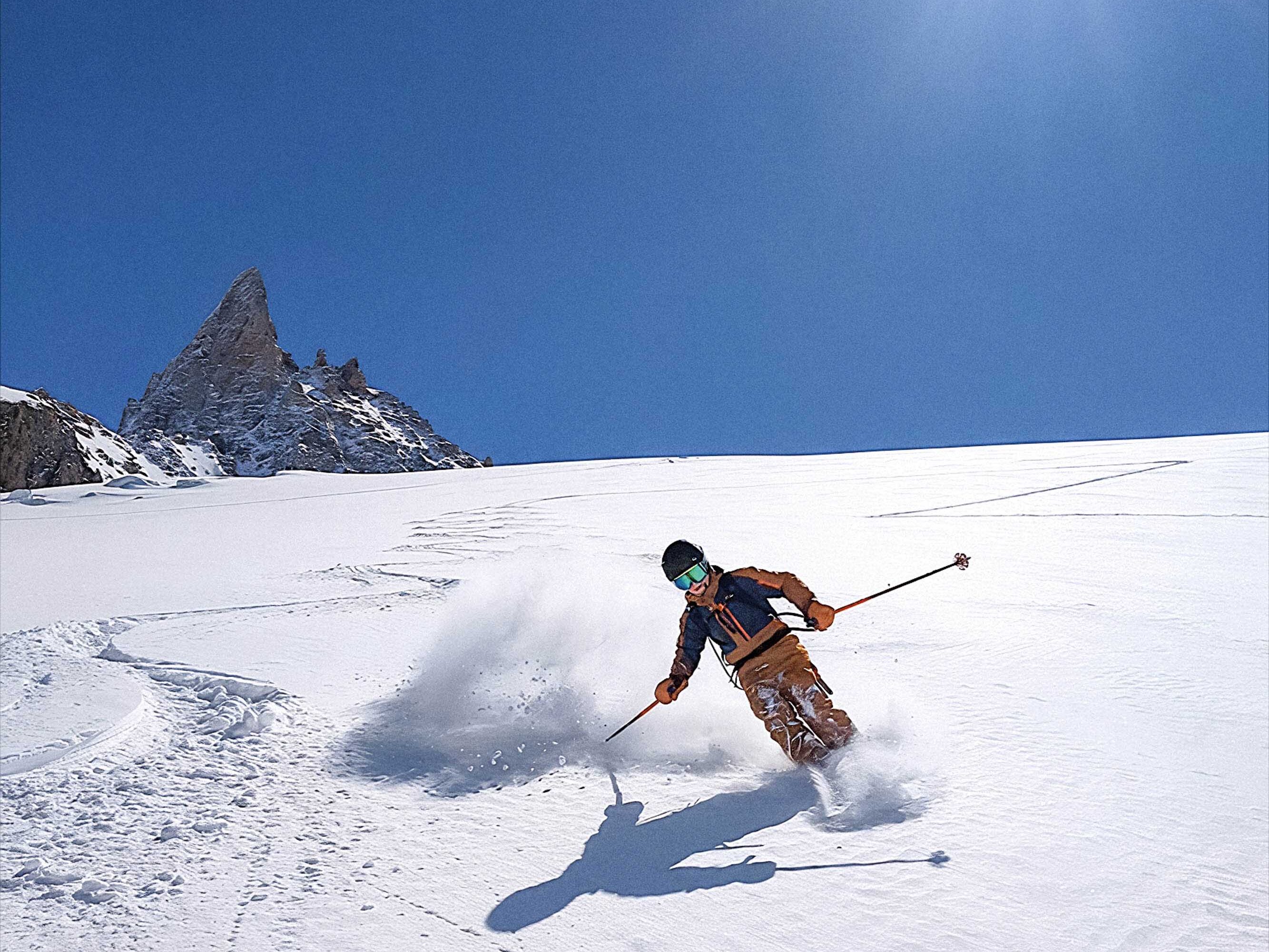 Skitour Abfahrt mit Kind