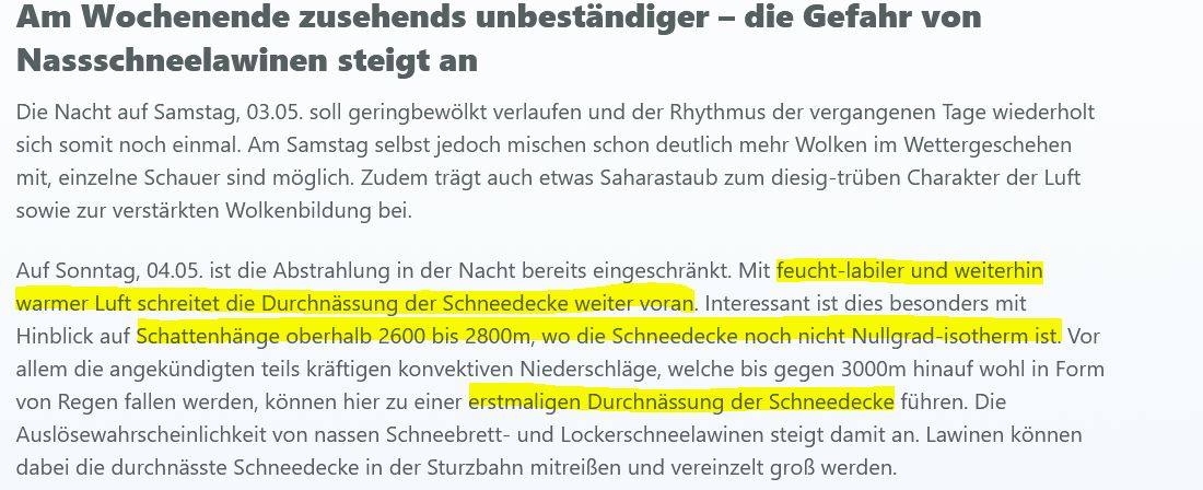 Auszug aus einem Blogeintrag des Lawinenwarndienstes