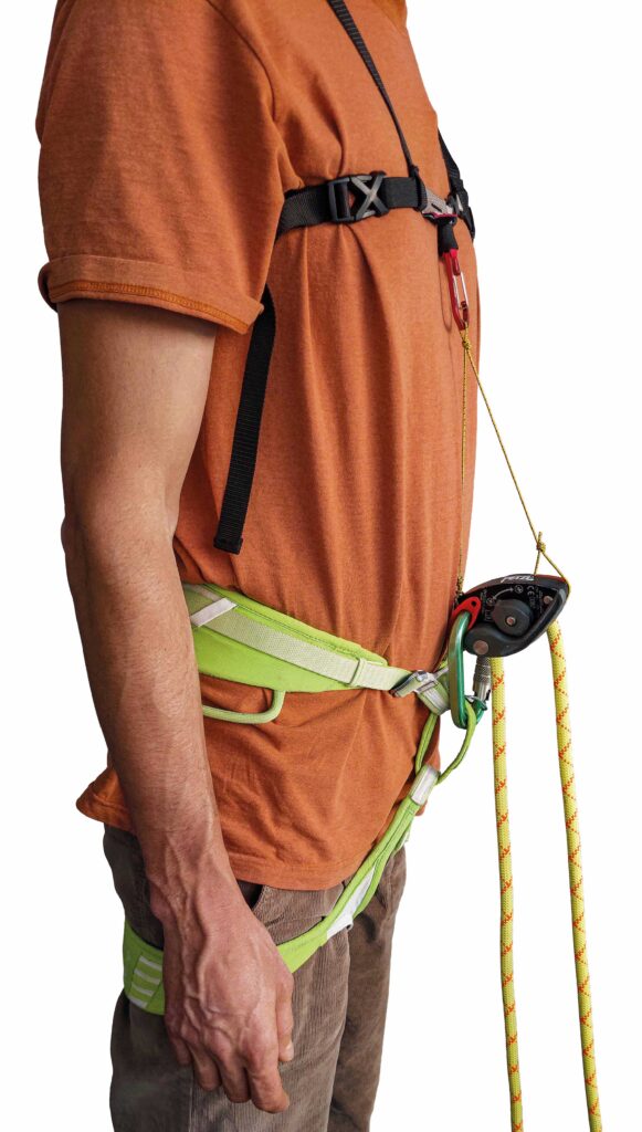 Grigri+ mit Brustgurt und dünner Reepschnur