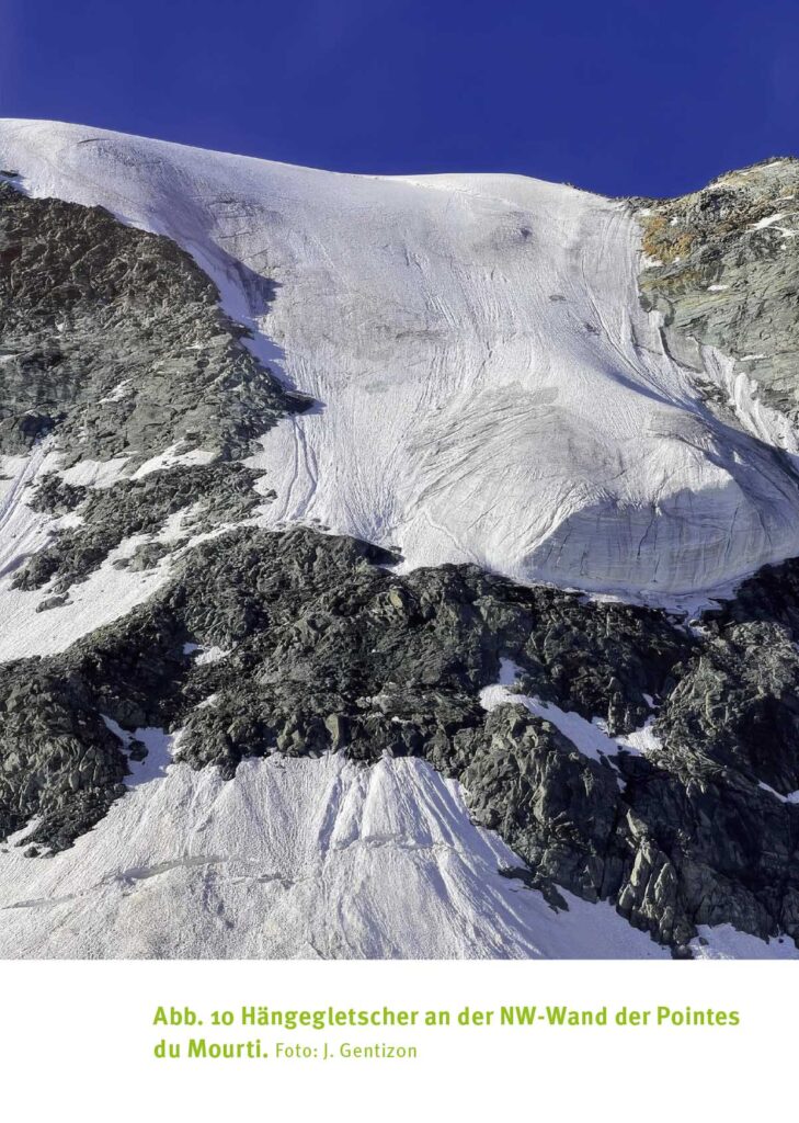 Hängegletscher an der NW-Wand der Pointes du Mourti