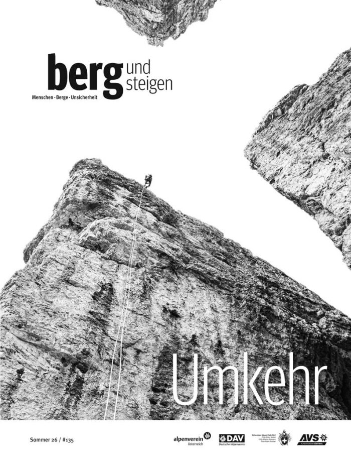 bergundsteigen #135 Cover (Sommer 2026), Schwerpunkt: Umkehr